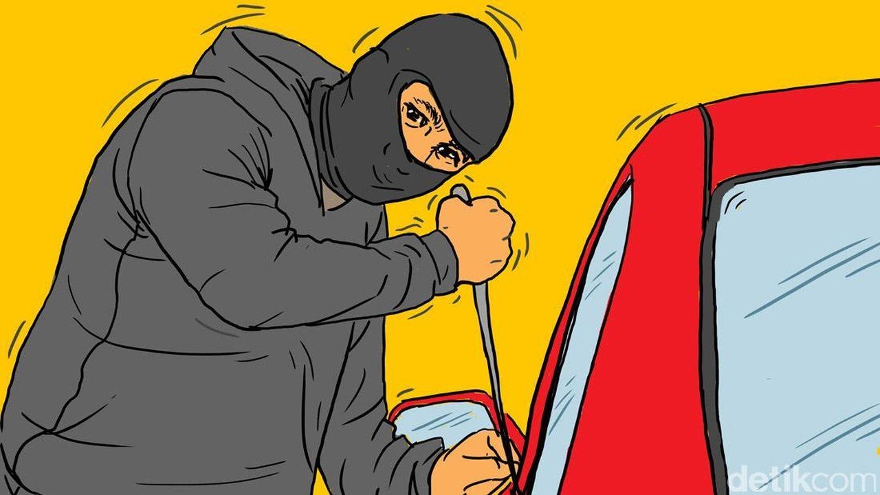 Aksi Pencurian Ban Mobil di Stasiun Rawa Buntu Terekam CCTV