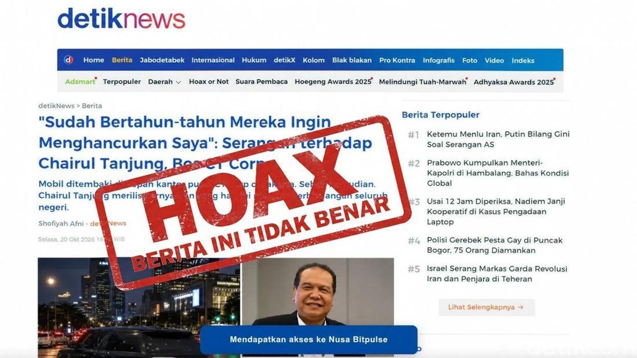 Awas Hoaks! Situs Palsu Cemarkan Nama Chairul Tanjung dan detikcom