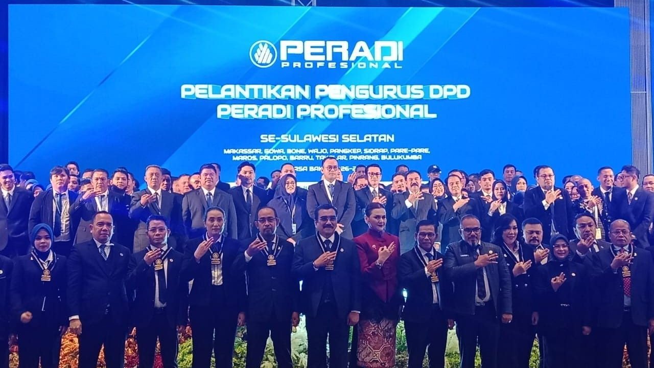 DPD Peradi Profesional Sulsel Dilantik, Dorong Pengesahan UU Keadvokatan