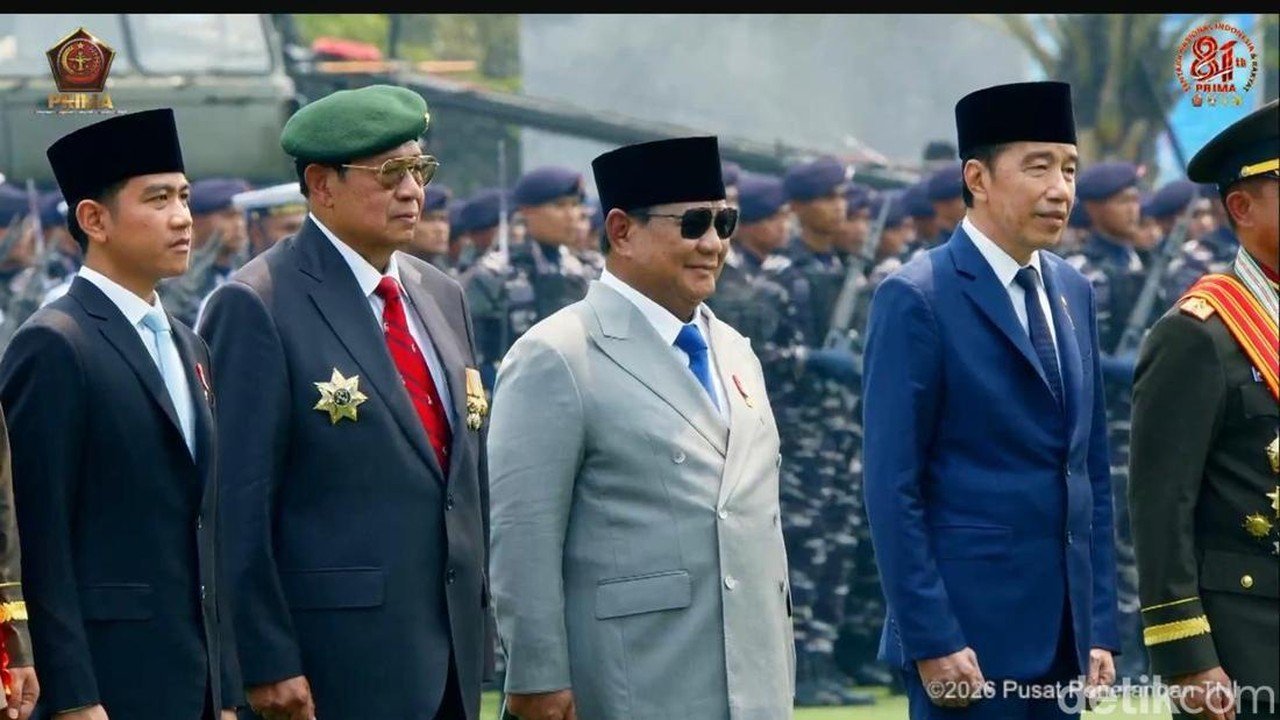Momen Langka: Prabowo, SBY, dan Jokowi Bersama di HUT ke-81 TNI
