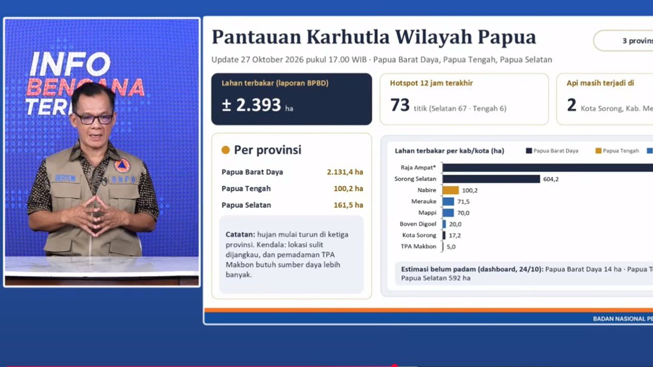 Papua Terbakar Ribuan Hektare, BNPB Sebut Akses Sulit Jadi Kendala Utama