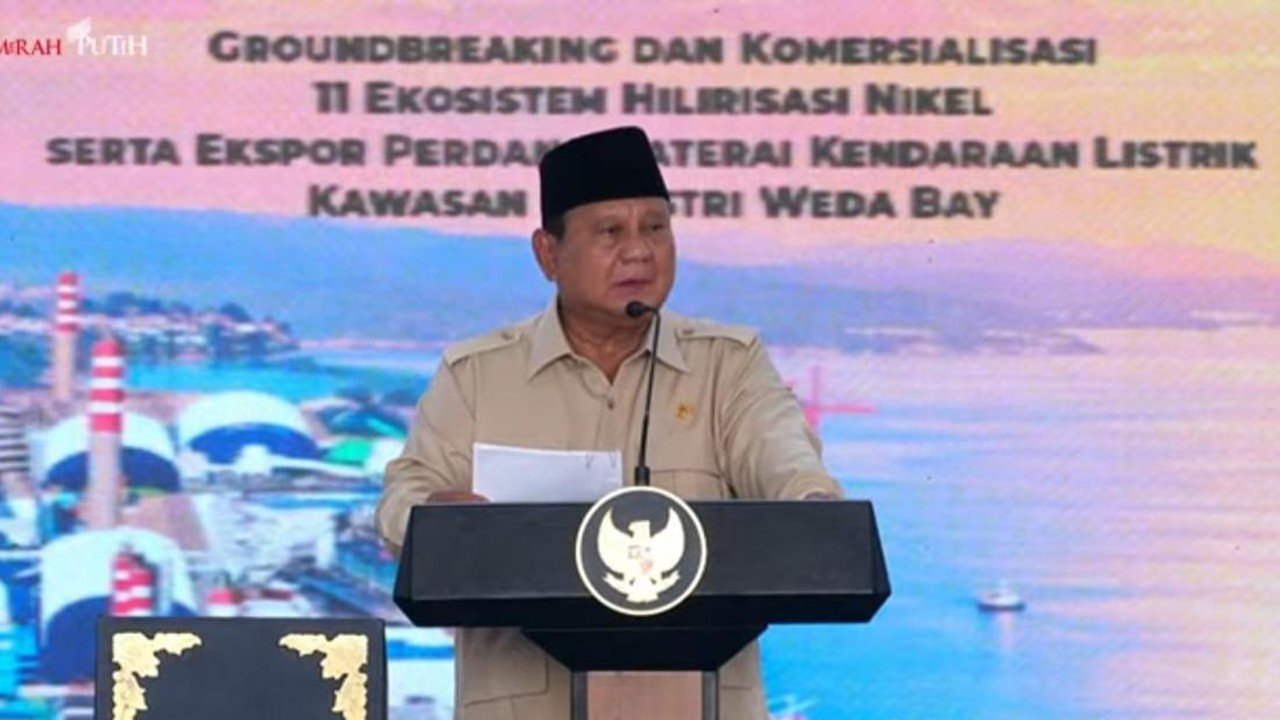 Prabowo Resmikan Ekspor Baterai EV dan 11 Proyek Hilirisasi Senilai Rp 180 Triliun di Malut