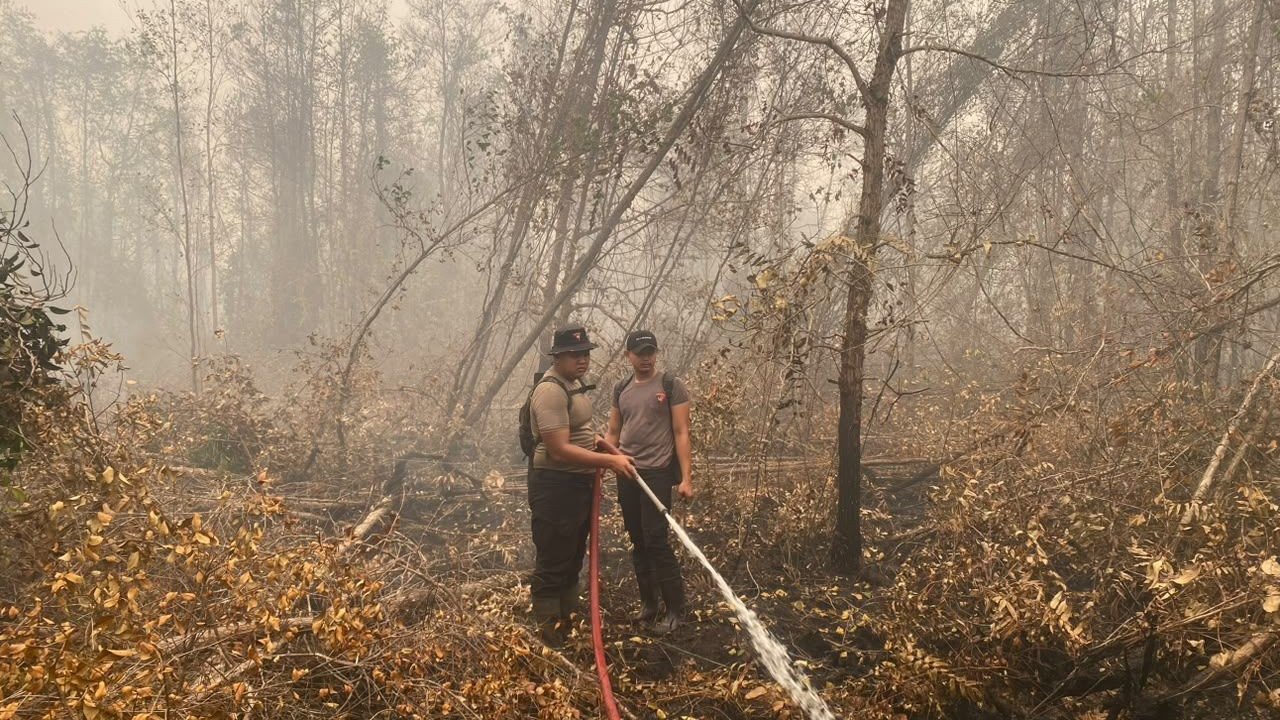 Satbrimob Polda Kalteng Gencar Basahi Titik Api Cegah Karhutla Meluas